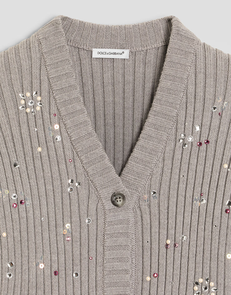 Dolce & Gabbana Virgin wool rib knit cardigan Grey L5KWH3JDVL5