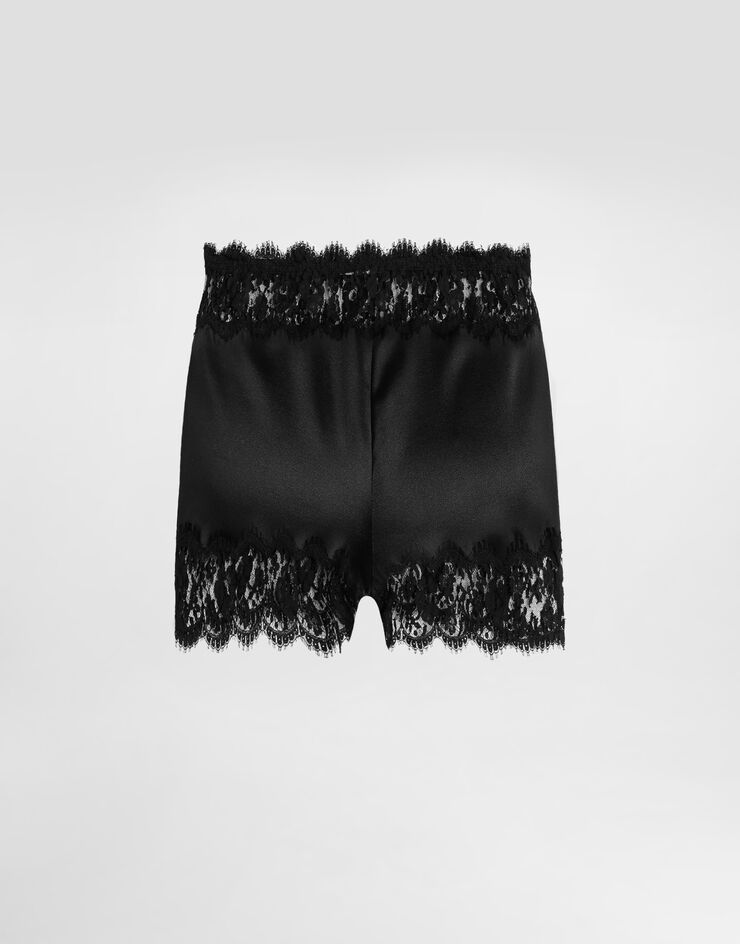 Dolce & Gabbana Satin lingerie shorts with lace detailing Black O3C09TONO13