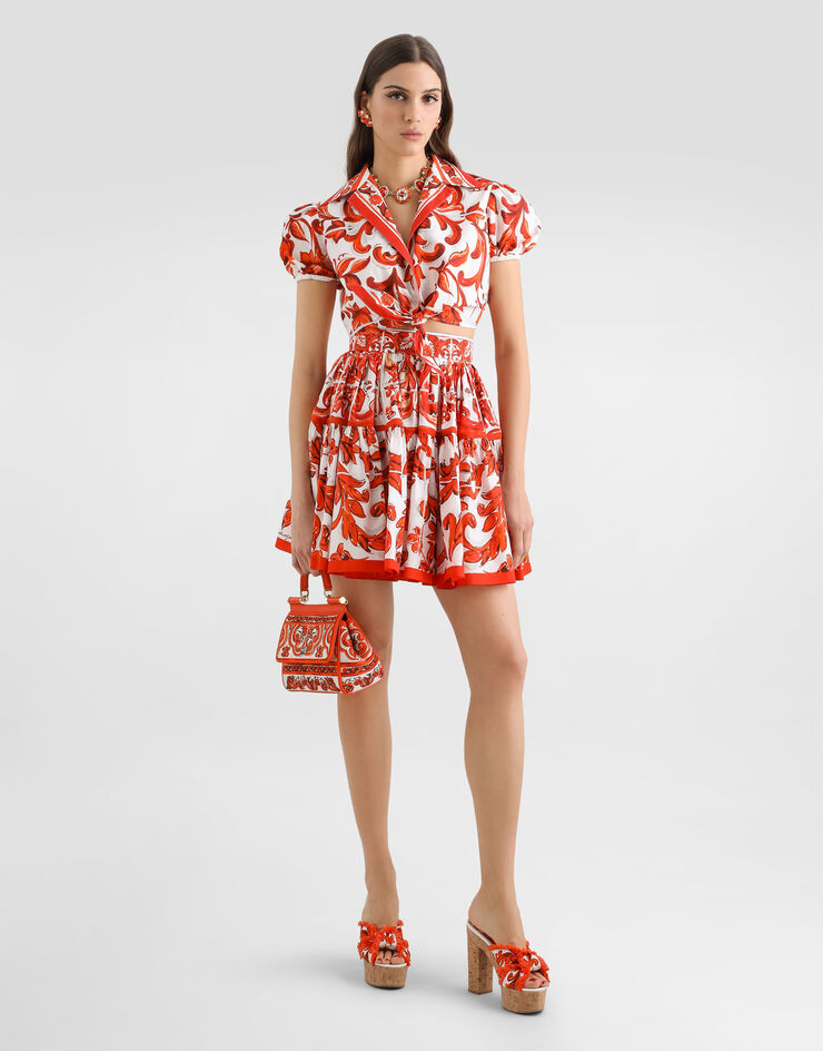 Dolce & Gabbana Majolica-print poplin short skirt Dolce & Gabbana Majolica-print poplin short skirt Multicolor F4CB1TGDDRL