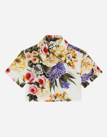 Dolce & Gabbana Garden-print poplin shirt Black L4JTEYG7K8Z
