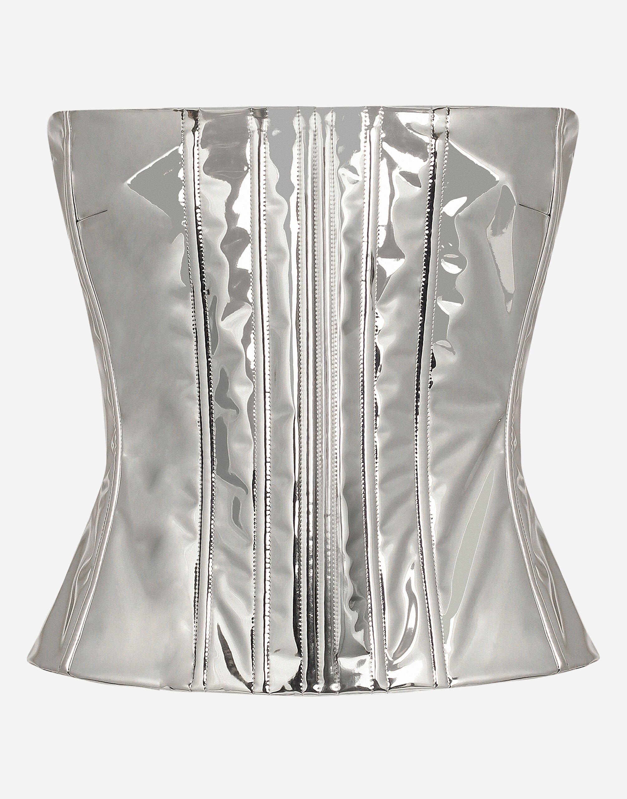 Dolce & Gabbana KIM DOLCE&GABBANA Foiled satin corset Silver FTAMPTFLSFG