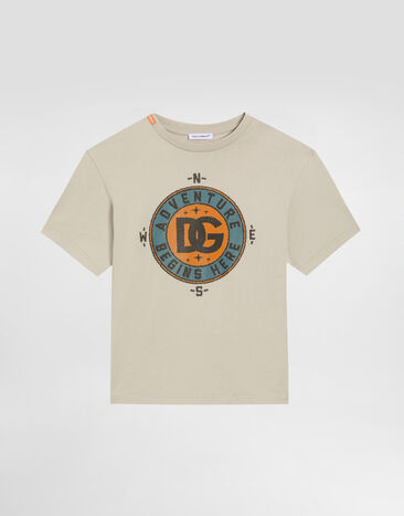 Dolce & Gabbana T-shirt con stampa DG bussola Beige L4JTHVG7PIR