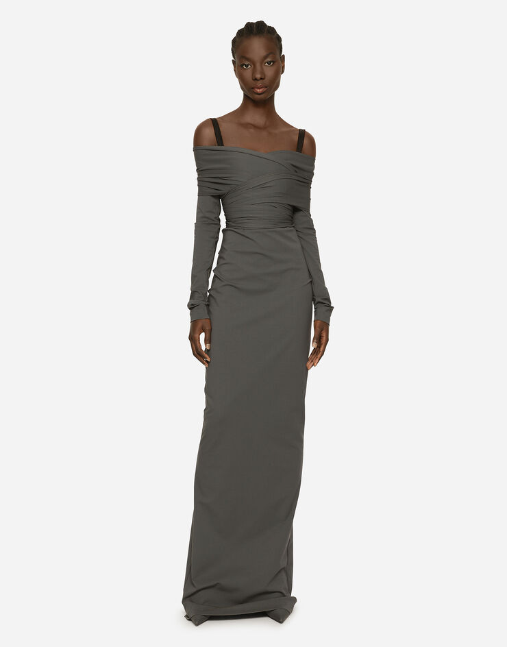Dolce & Gabbana KIM DOLCE&GABBANA Long stretch jersey Milano rib dress Multicolor F6CNNTFUGPO