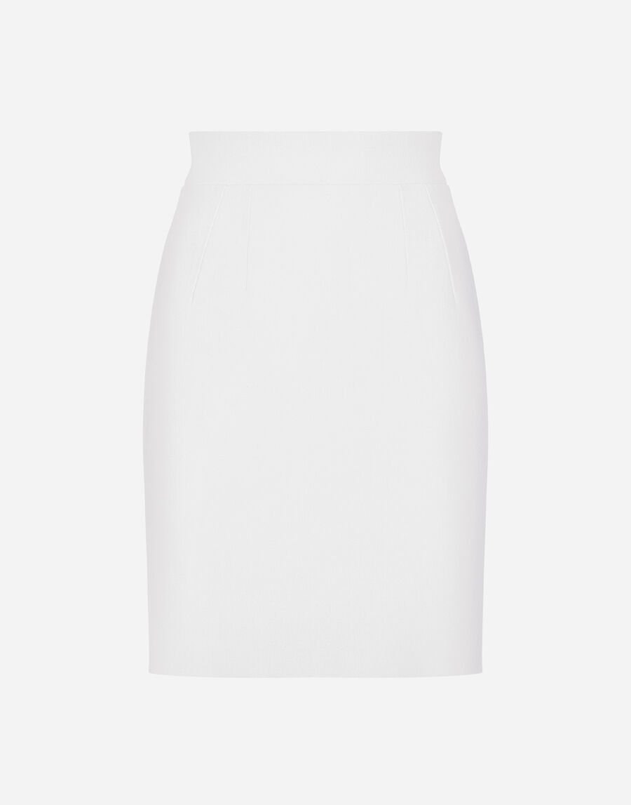 Straight-cut wool midi skirt