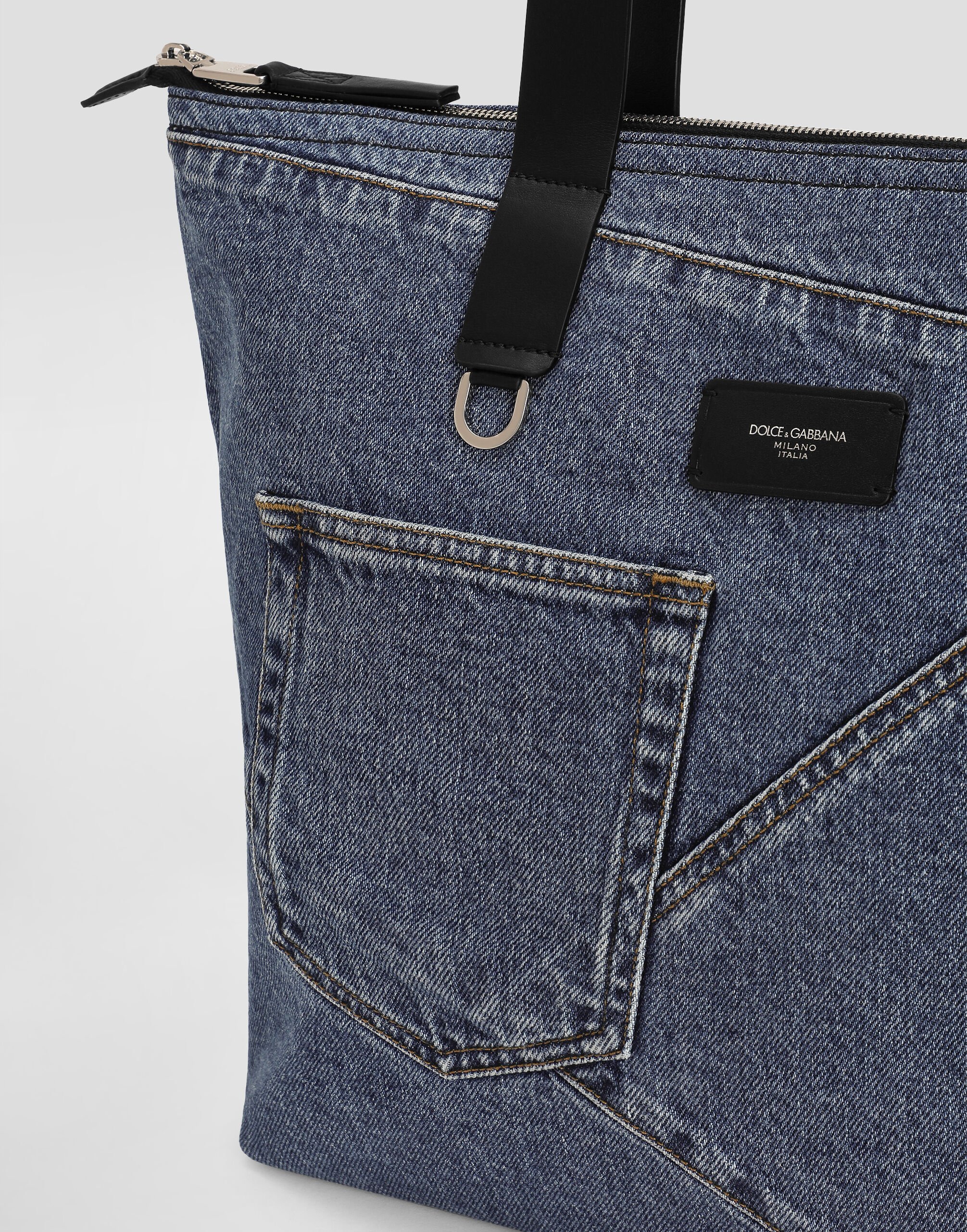 Blueのメンズ Medium shopper in patchwork denim | Dolce&Gabbana®