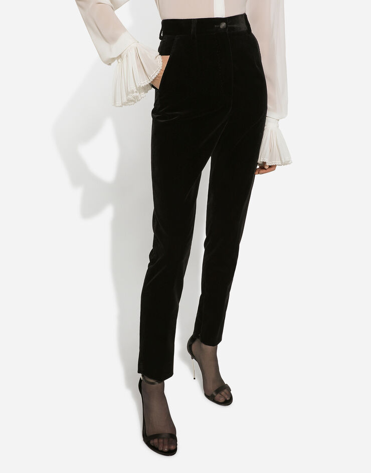 Dolce & Gabbana Pantaloni a sigaretta in velluto Nero FTC30TFUVG7
