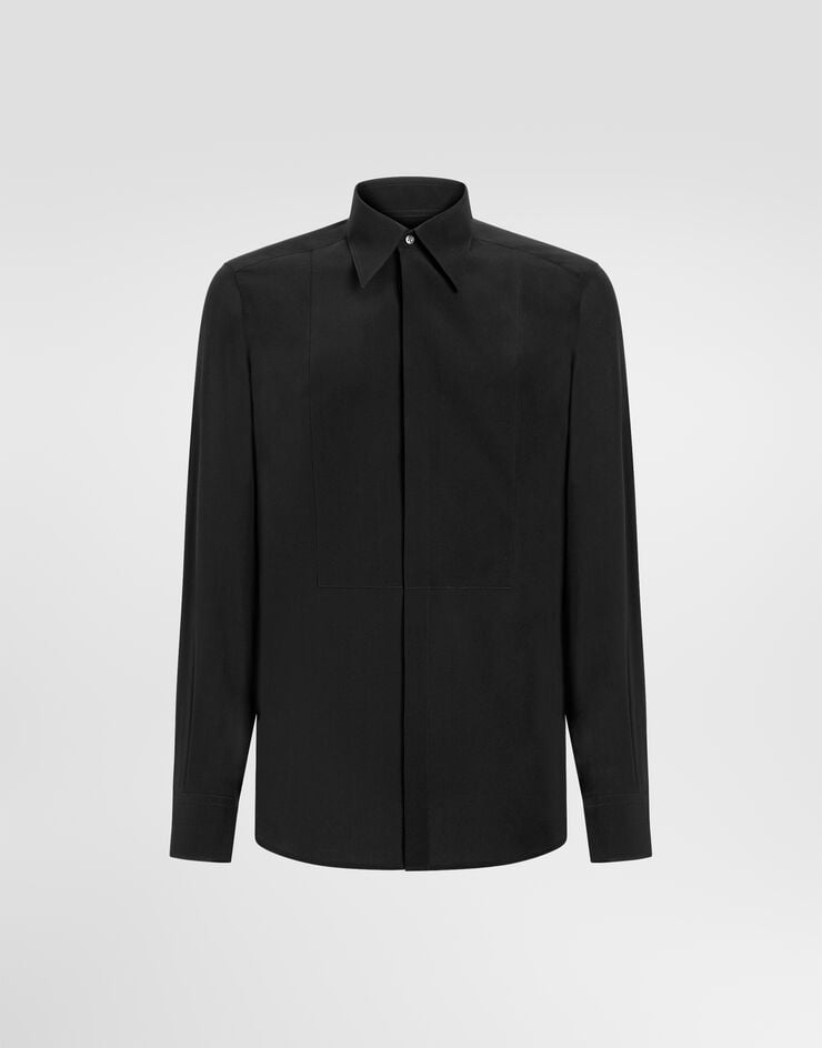 Dolce & Gabbana Crêpe de chine gold shirt Dolce & Gabbana Crêpe de chine gold shirt Black G5PD7TFU1P8