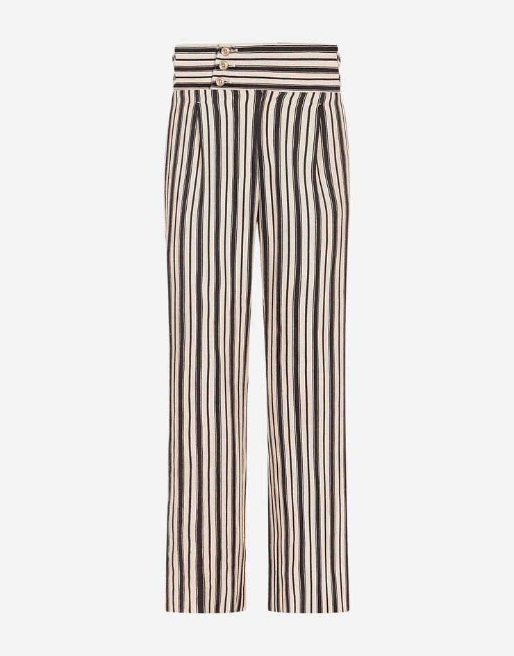 Dolce & Gabbana STRIPED PRINT COTTON PANTS MULTICOLOR GW8VHTFBMEP