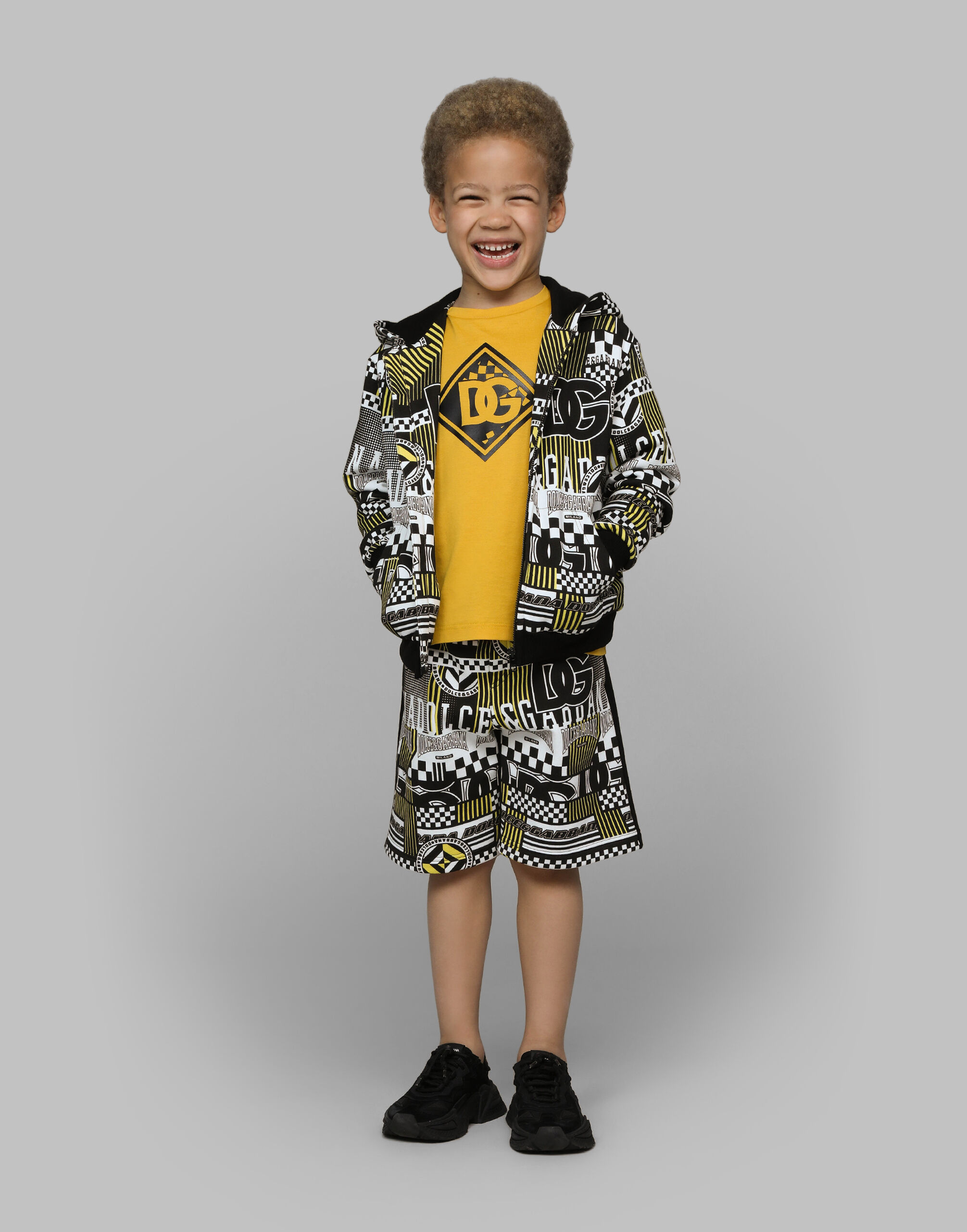 Dolce&Gabbana DGロゴ イエロー ジャカード ショートパンツ メンズ デザイナーズパンツ＆ショートパンツ | ドルチェ