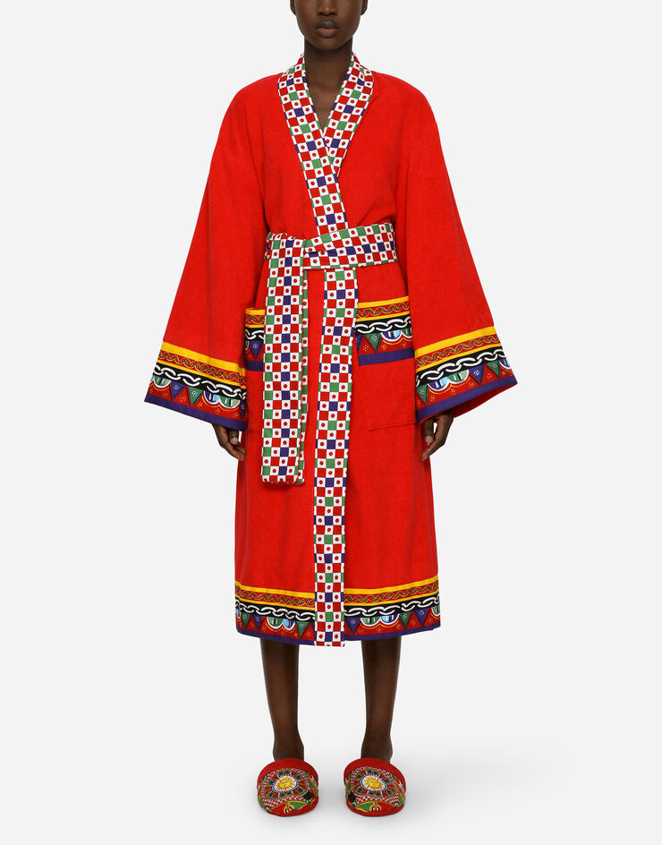 Dolce & Gabbana Cotton Terry Bathrobe Multicolor TCF010TCAGN