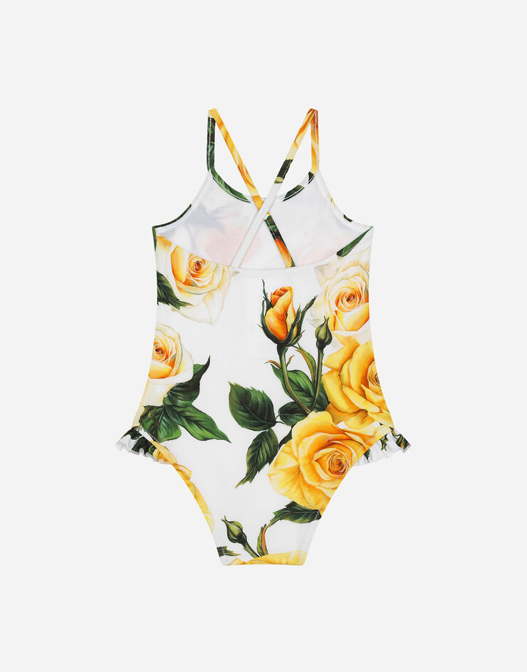 Dolce & Gabbana Spandex one-piece swimsuit with yellow rose print Print L2J814FSG5V