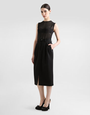 Dolce & Gabbana Jersey de seda sin mangas Negro FXT47TJBSLL