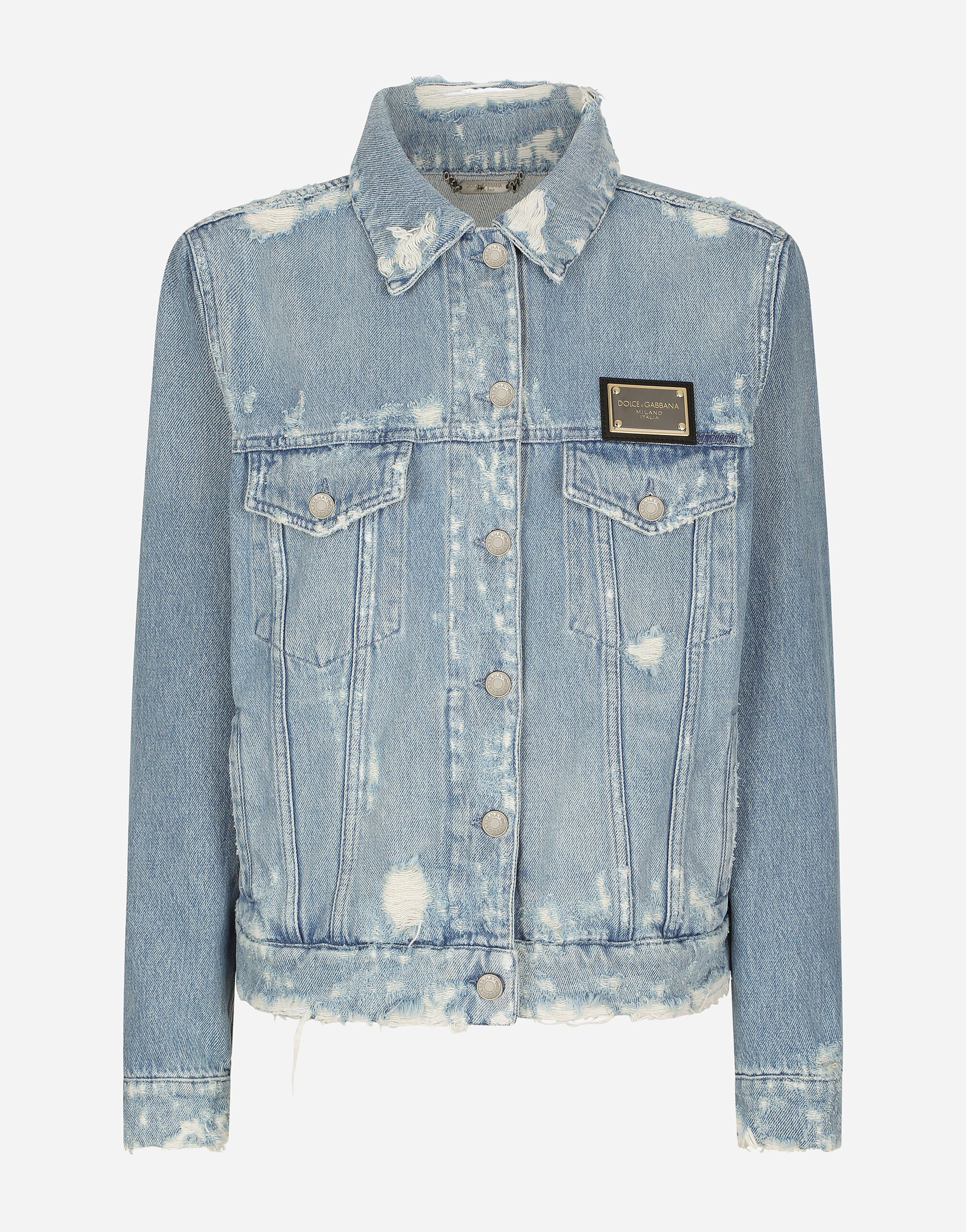 Dolce & Gabbana Blouson en denim avec plaquette à logo Denim BB6498AO621