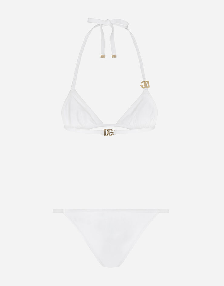 Dolce & Gabbana Triangle bikini with DG logo White O8B76JFUGA2