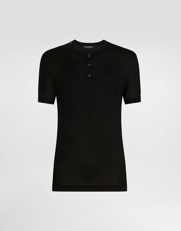 Dolce & Gabbana Camiseta serafino en seda Dolce & Gabbana Camiseta serafino en seda Black G8QK3TG7P0F