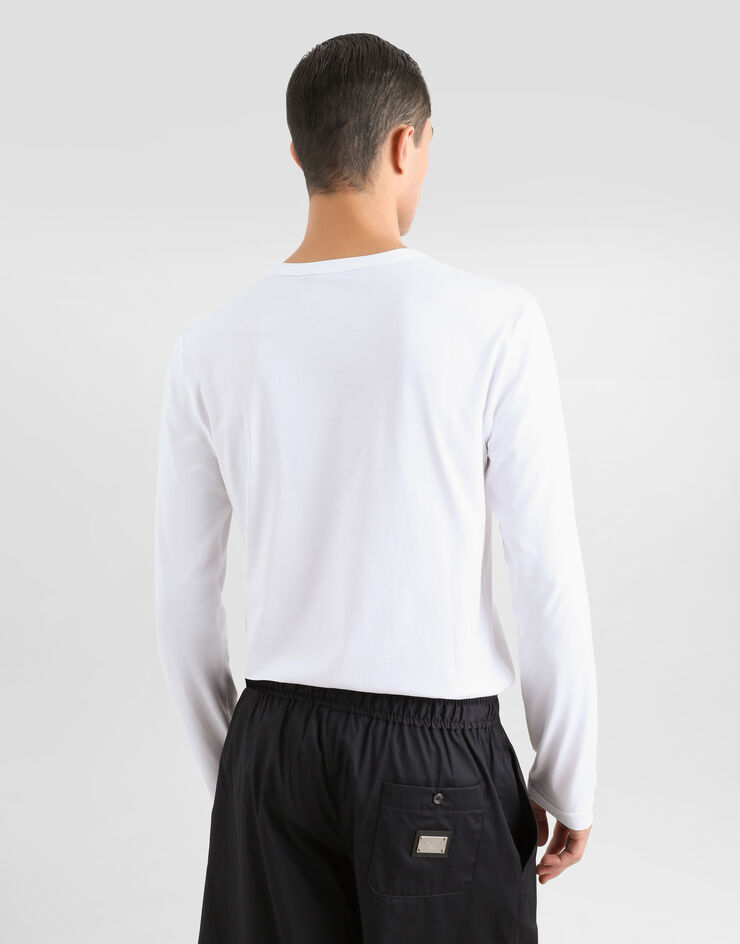 Dolce & Gabbana تيشيرت بأكمام طويلة وبطاقة شعار White G8PV0TG7P1B