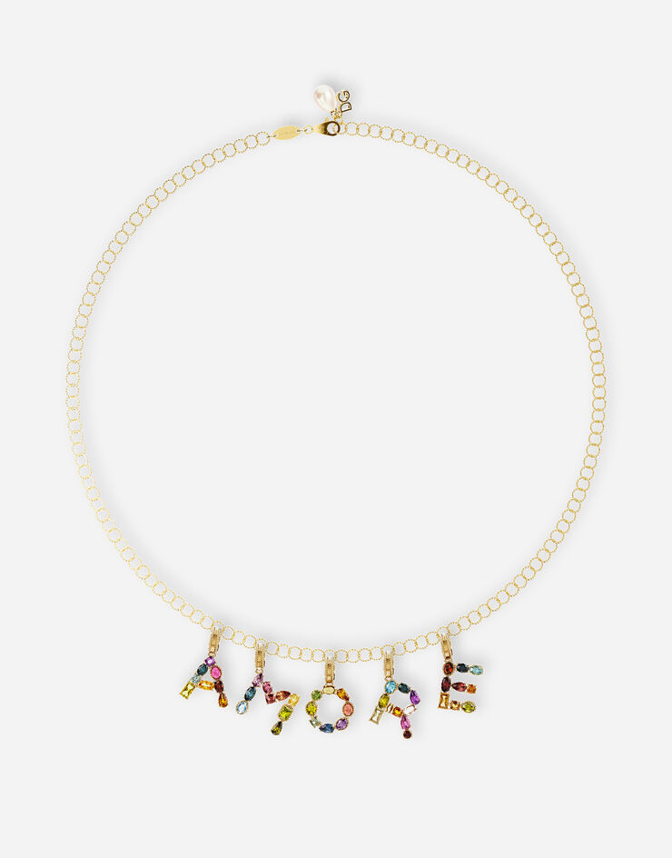 Dolce & Gabbana Rainbow alphabet V 18 kt yellow gold charm with multicolor fine gems Gold WANR2GWMIXV