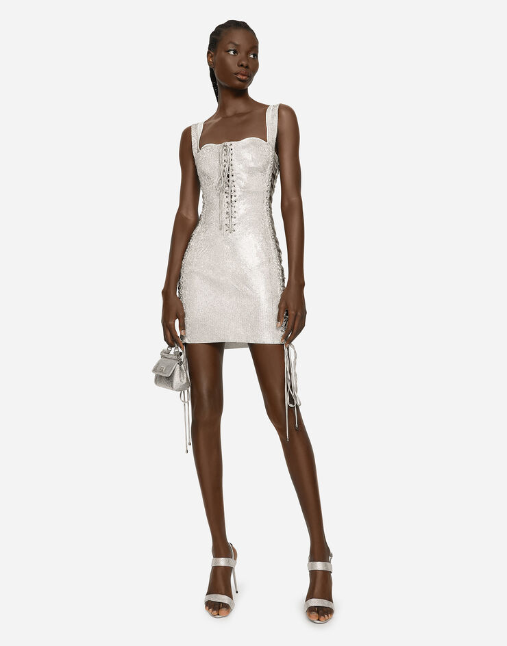 Dolce & Gabbana KIM DOLCE&GABBANA Crystal mesh minidress with laces and eyelets Multicolor F6CNMZGDBQZ
