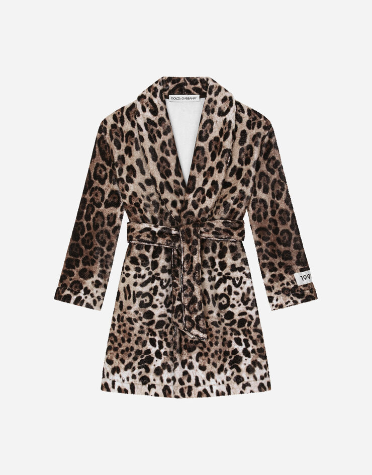 Dolce & Gabbana Albornoz de rizo con estampado de leopardo Estampado Animalier LBJA32FS6NS