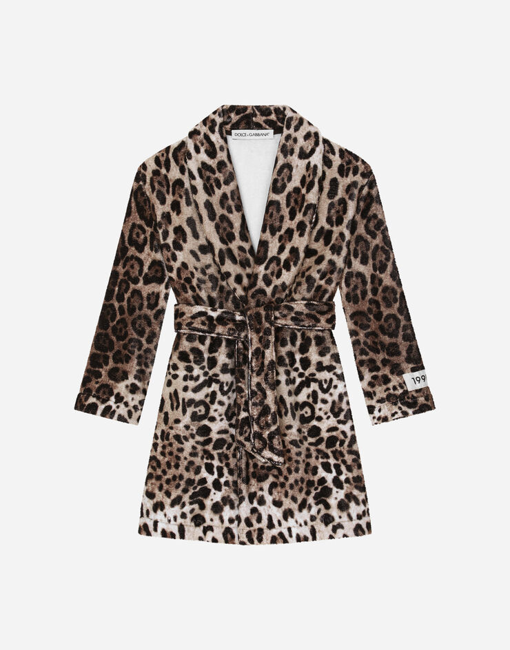 Dolce & Gabbana Bademantel aus Frottee Leoprint Animal-Print LBJA32FS6NS