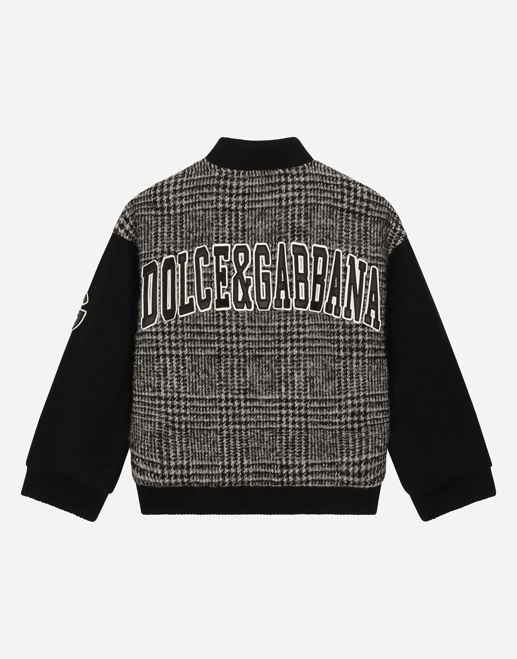 Wool-blend glen plaid bomber jacket in Multicolor for Boys