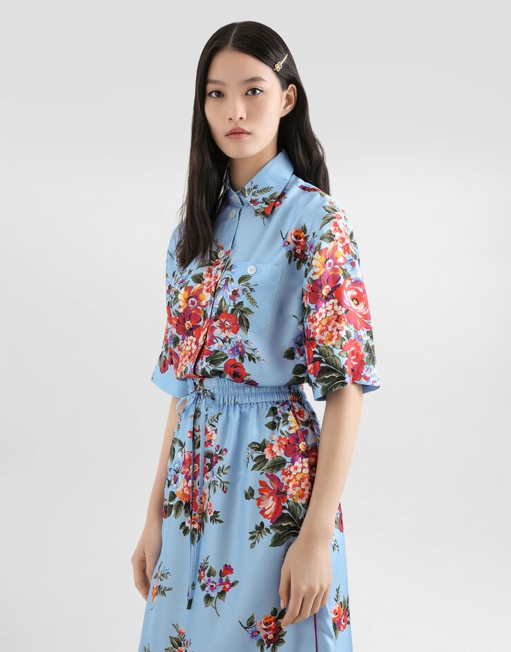 Dolce & Gabbana Flower bouquet-print twill shirt Multicolor F5T50TIS11I