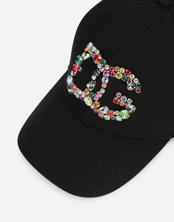 Dolce & Gabbana Baseball cap with crystal-embellished DG logo Schwarz GH590ZGEZG4