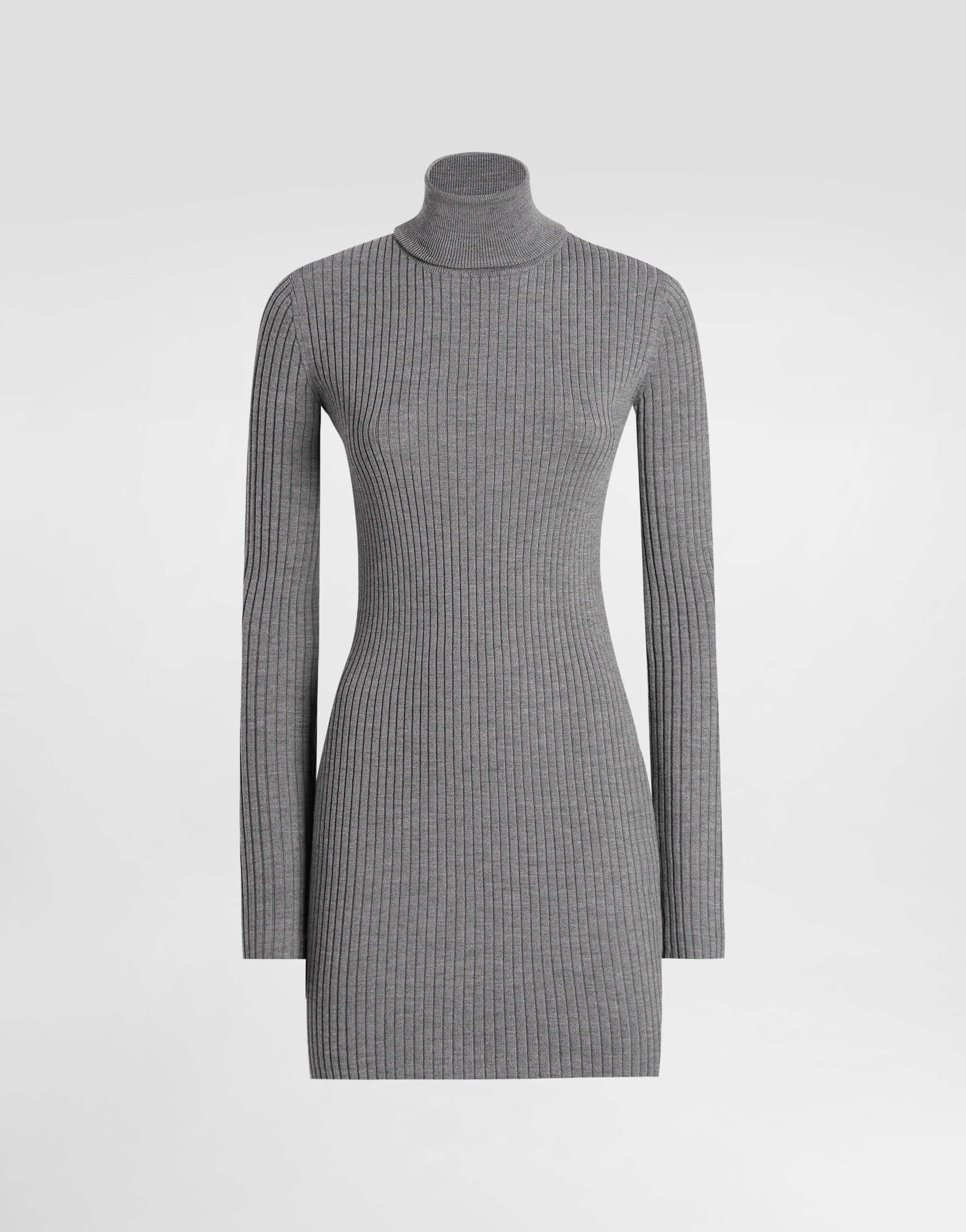 Turtleneck long dress in wool