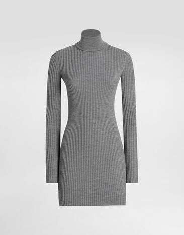 Dolce & Gabbana Turtleneck long dress in wool Grey FXS46TJDVDC