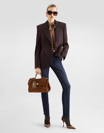 Dolce & Gabbana Linda single-breasted jacket in pinstripe wool Multicolor F29WWTFRBDQ