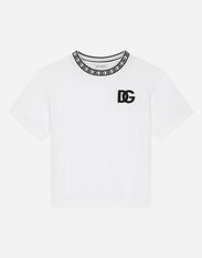 Dolce & Gabbana Jersey T-shirt with DG logo embroidery Pink L4JT7TG7OLK