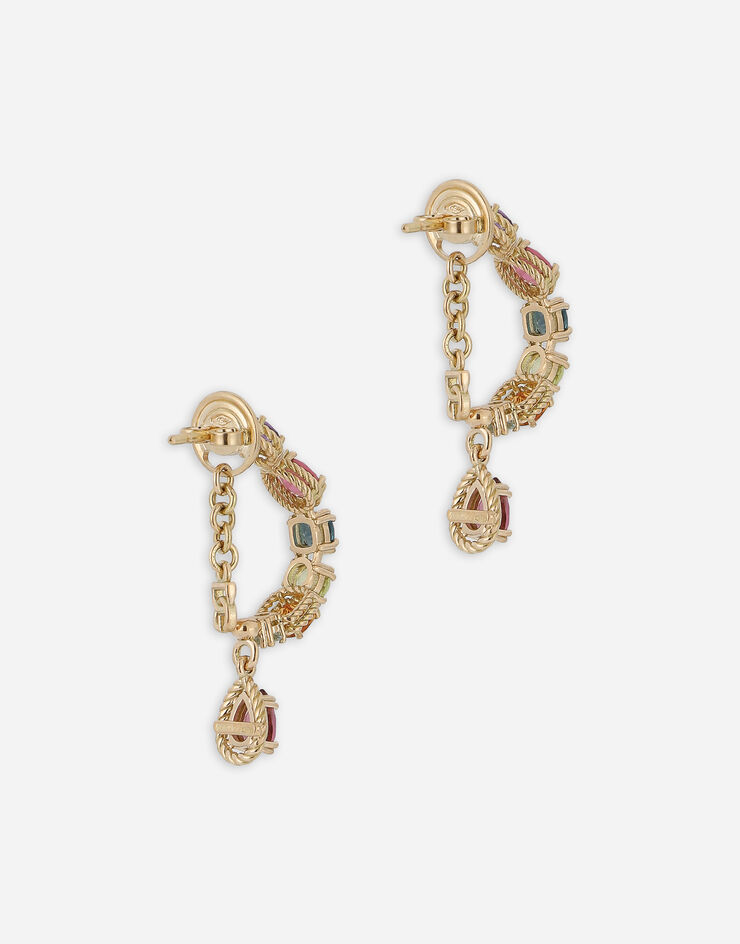 Dolce & Gabbana 18 kt yellow gold pierced earrings  with multicolor fine gemstones Yellow Gold WEQR3GWMIX1