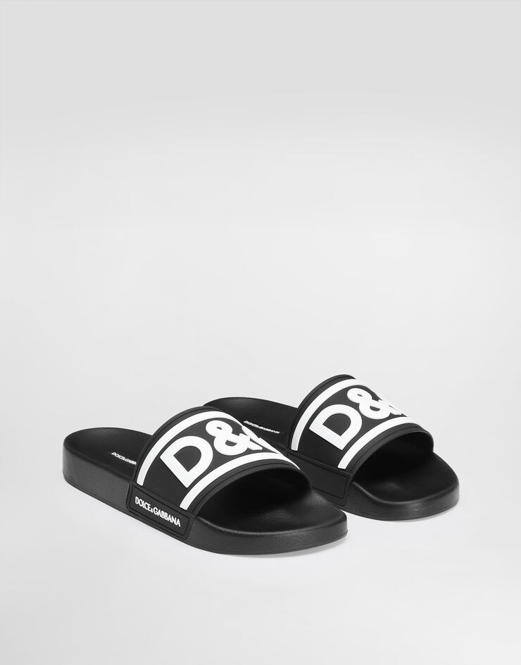 Dolce & Gabbana Rubber beachwear sliders with DG logo Multicolor CS2072AQ858