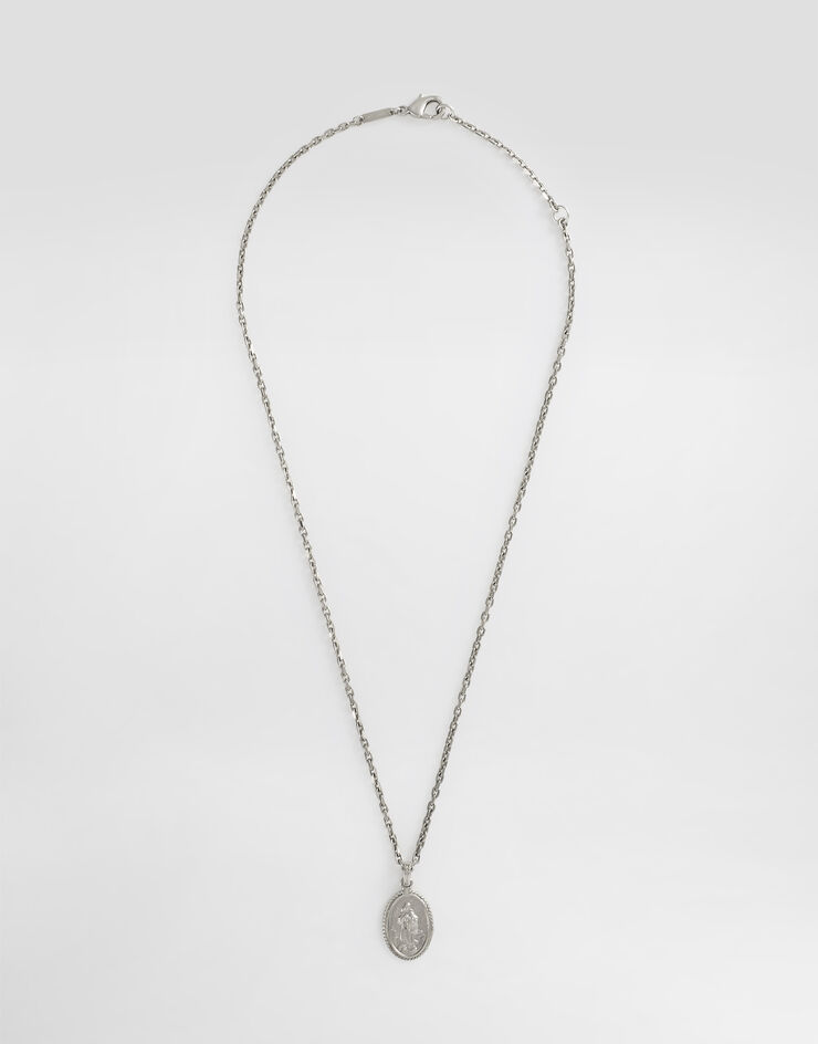 Dolce & Gabbana Metal necklace with engraved medallion Silver WNR3S2W1111