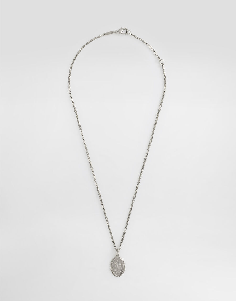Metal necklace with engraved medallion