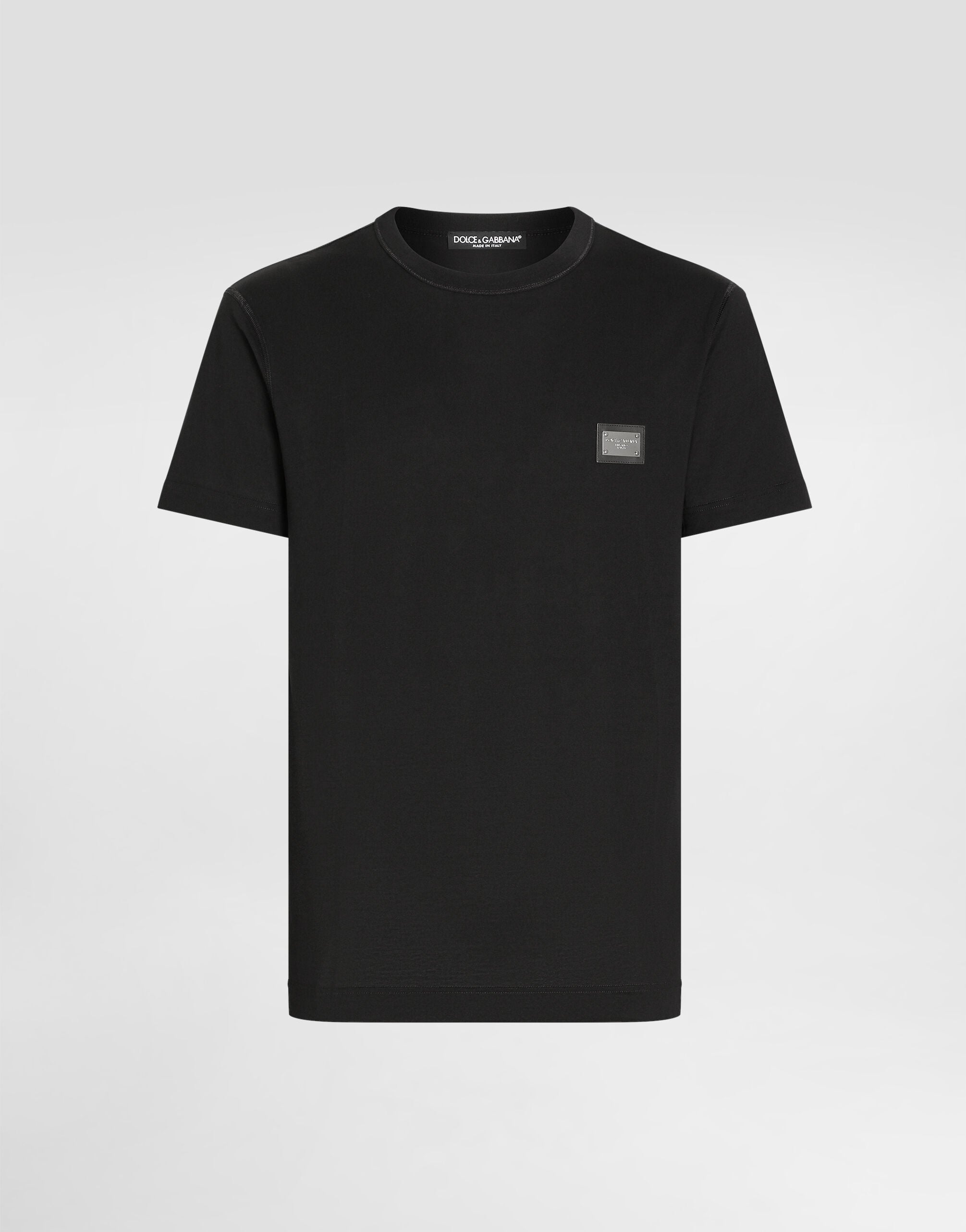 Blackのメンズ Tシャツ コットン ロゴプレート | Dolce&Gabbana®