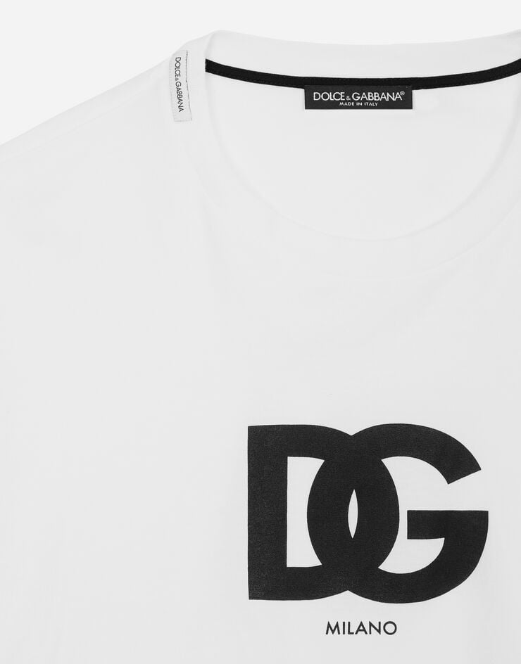 Dolce & Gabbana Baumwoll-T-Shirt mit DG-Logoprint Weiss G8OA3TFU7EQ