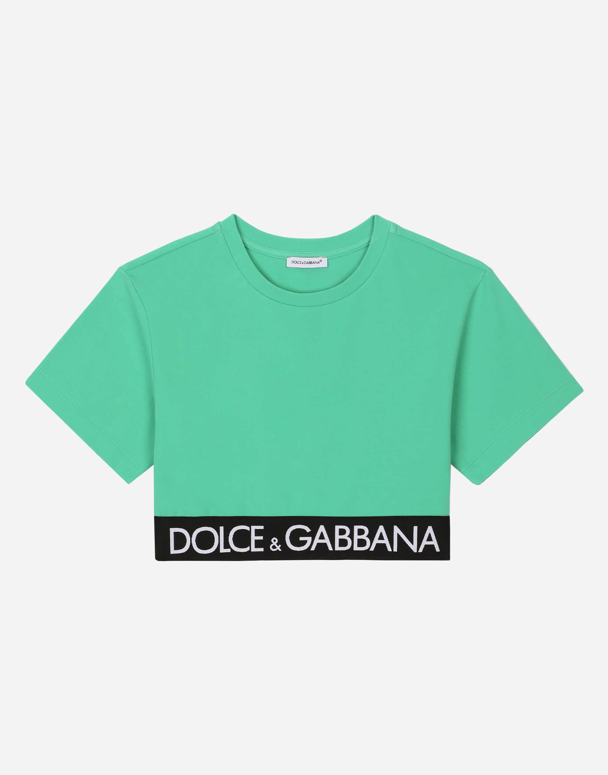 Dolce & Gabbana Jersey T-shirt with branded elastic Blue LBKH94JCVF9