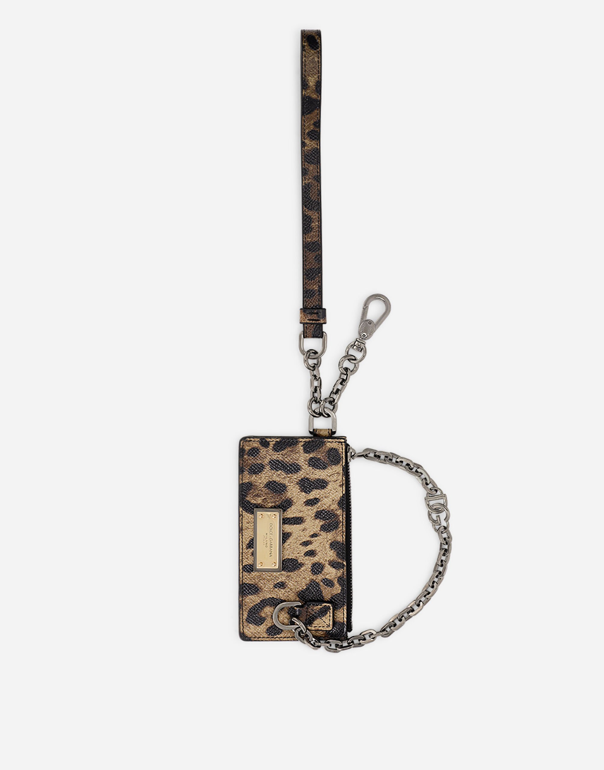 Dolce & Gabbana Dauphine calfskin card holder with leopard print Multicolor BP2524AO967