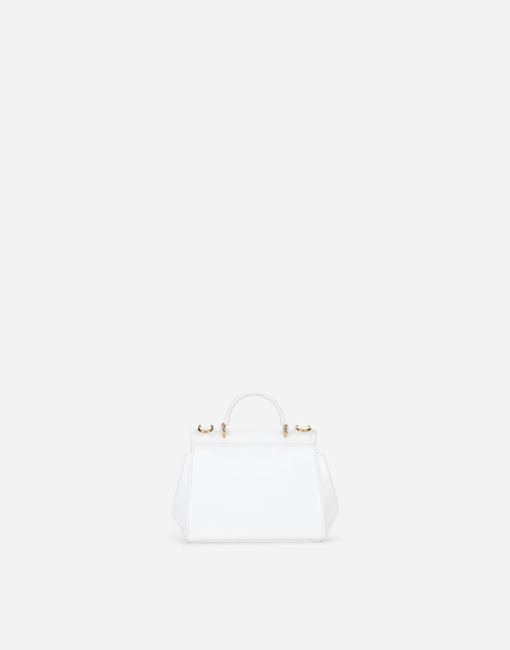 Dolce & Gabbana حقيبة سيسيلي صغيرة من جلد لامع أبيض EB0003A1067