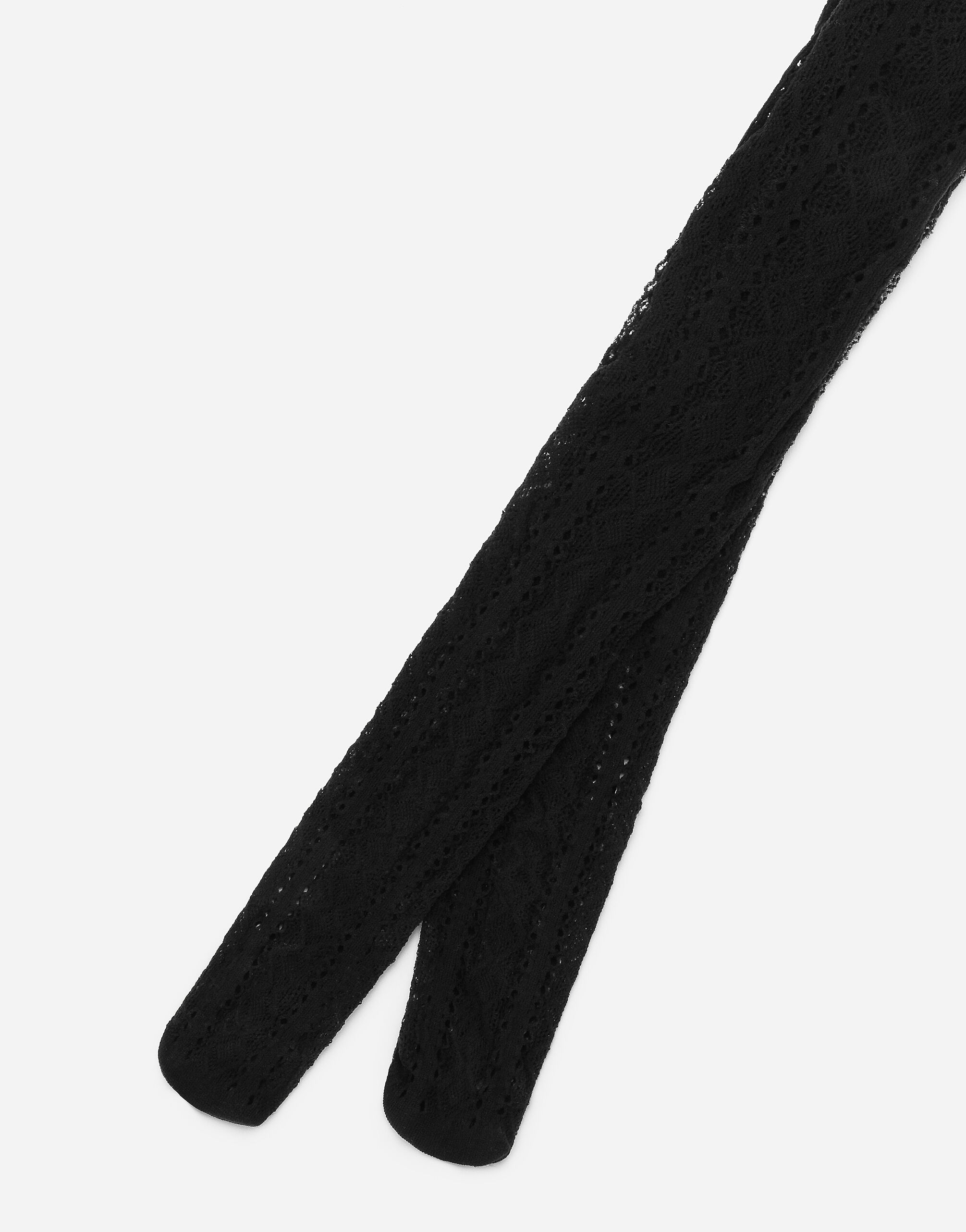 ブラックのウィメンズ オープンワーク コットン タイツ
