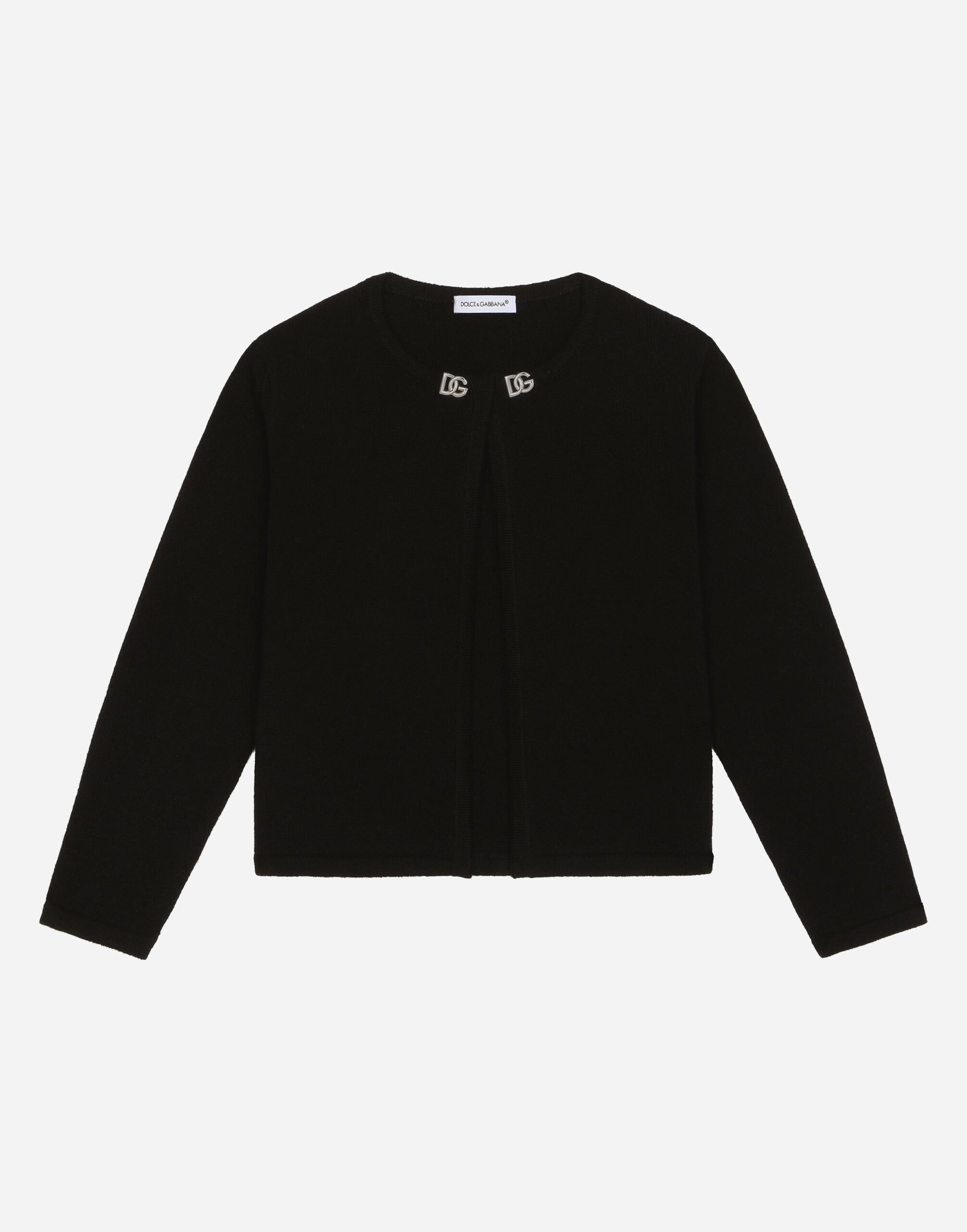 Dolce & Gabbana Cashmere cardigan with metal DG logo Negro L5KWK5JCVT2