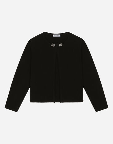 Dolce & Gabbana Cashmere cardigan with metal DG logo Pink L5KWM8JBCGC
