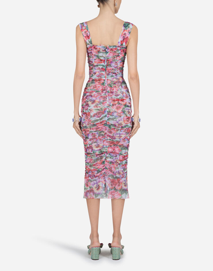 Dolce & Gabbana FORM-FITTING DRESS IN VIOLET-PRINT TULLE ЦВЕТОЧНЫМ ПРИНТОМ F63F9TFSEHL