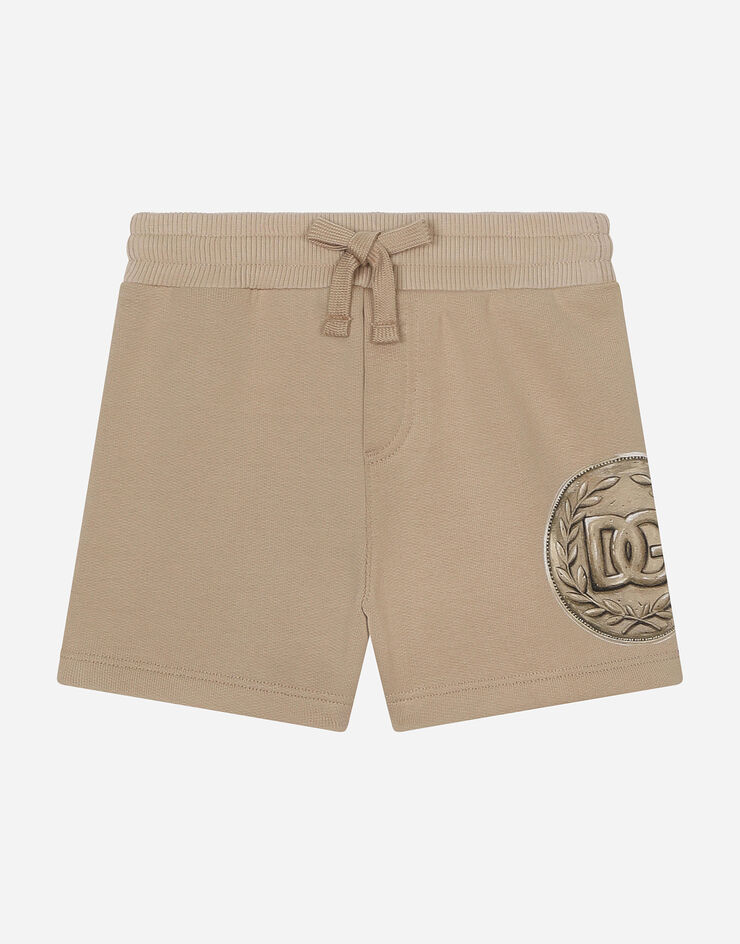 DolceGabbanaSpa Jersey jogging shorts with coin print Beige L1JQR9G7KXX