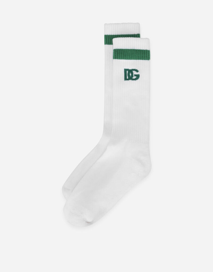 Dolce & Gabbana Ribbed socks with DG logo Multicolor GXS80TJFMDQ