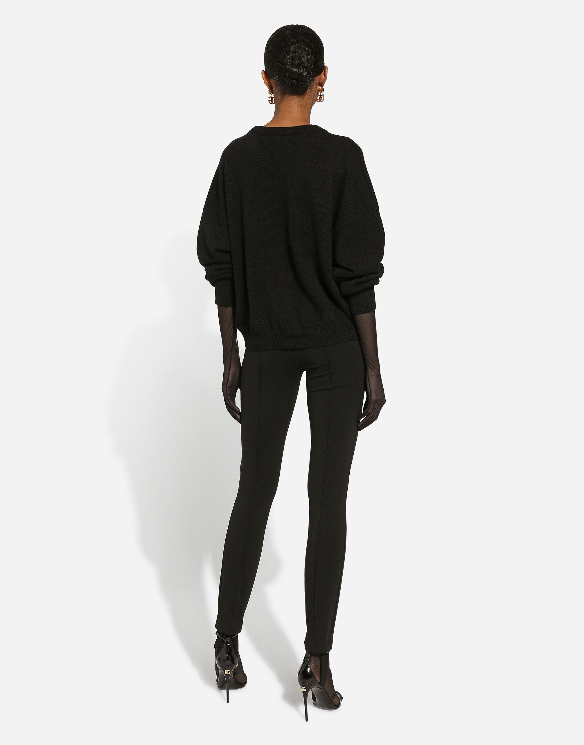 Jersey Milano rib leggings with stirrups in Black for Women