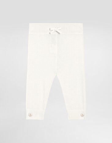 Dolce & Gabbana Knit pants with branded buttons Azure L13Q60FR50R