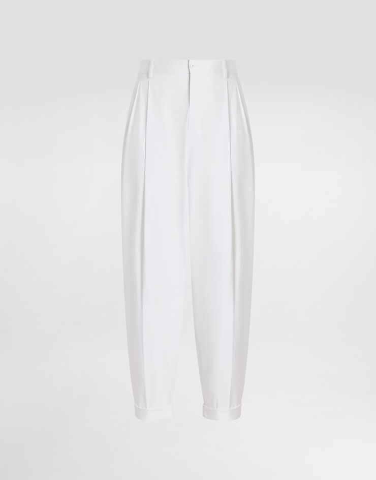 Dolce & Gabbana Pantalon double pince en gabardine de coton Blanc GP10DTFUFNV