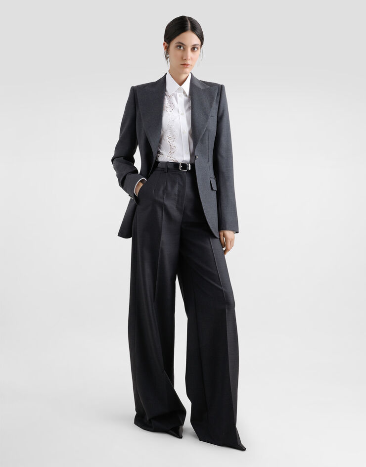 Dolce & Gabbana Woolen palazzo pants Grey FTC1DTFU287